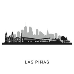 Naklejka premium Las Pinas Skyline Vector with Cityscape Silhouette.
