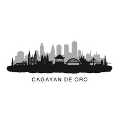 Fototapeta premium Cagayan de Oro City Skyline Silhouette Vector.