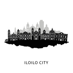 Fototapeta premium Iloilo City Skyline Vector with Philippines.