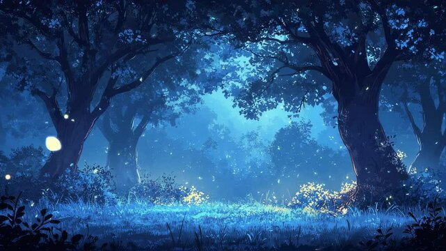 幻想的な夜の森