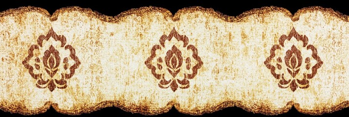 Aged parchment border with repeating floral motifs