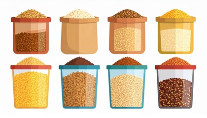 Various Grains In Containers