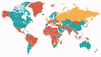 map of the world with red hearts