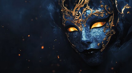 Mysterious Venetian mask, dramatic lighting