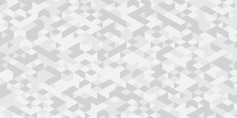 Abstract geometric white and gray background seamless mosaic and low polygon triangle texture wallpaper. Triangle shape retro wall grid pattern geometric ornament tile vector square element.	
