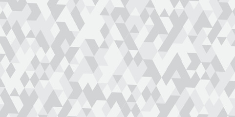 Fototapeta premium Abstract geometric white and gray background seamless mosaic and low polygon triangle texture wallpaper. Triangle shape retro wall grid pattern geometric ornament tile vector square element. 
