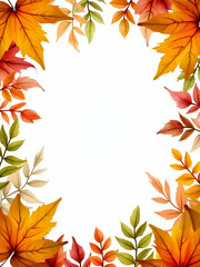 Fall Foliage Frame with Colorful Leaves and Empty Space