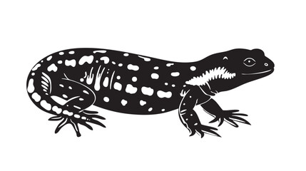 Obraz premium hand drawn silhouette of salamander , black silhouettes isolated on white background