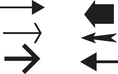 a vector of set of black arrows 