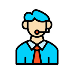 Business icon of a friendly customer support representative, perfect for websites, apps, and presentations in need of customer service visuals.