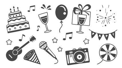 Obraz premium set of birthday party icons