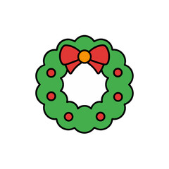 Cute Wreath Doodle Vector Clip Art for Christmas Decoration