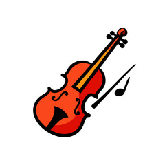 Simple Violin Doodle Vector Clip Art for Christmas