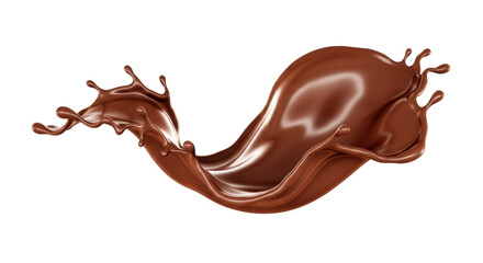 Dynamic Splash of Rich Dark Chocolate with Glossy Texture Against Transparent Background
