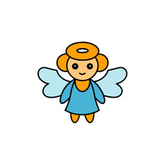 Fototapeta premium Cartoon Angel Doodle Vector Clip Art for Holiday Season