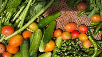 Fresh vegetables for cooking. Vegetables contain dietary fiber that helps cleanse the intestines.