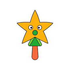 Sparkling Treetopper Doodle Vector Clip Art for Xmas Tree