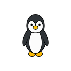 Fototapeta premium Winter Penguin Doodle Vector Clip Art for Holiday Season