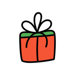 Festive Doodle Gift Vector Clip Art Xmas