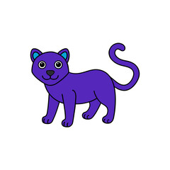 Fototapeta premium Stealthy Panther Doodle Vector Clip Art on White Background Illustration