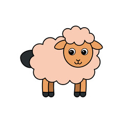 Soft Sheep Doodle Vector Clip Art on White Background Illustration