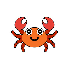 Fototapeta premium Dancing Crab Doodle Vector Clip Art on White Background Illustration
