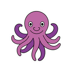 Fototapeta premium Smart Octopus Doodle Vector Clip Art on White Background Illustration