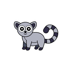 Fototapeta premium Jumping Lemur Doodle Vector Clip Art on White Background Illustration