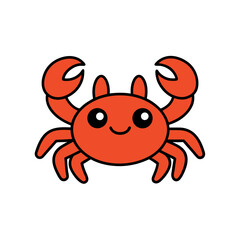 Fototapeta premium Playful Crab Doodle Vector Clip Art on White Background Illustration