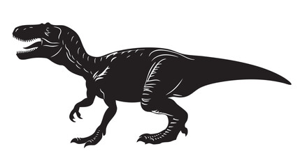 Fototapeta premium hand drawn silhouette of tyrannosaurus , black silhouettes isolated on white background