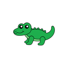 Smiling Crocodile Doodle Vector Clip Art on White Background for Children's Art