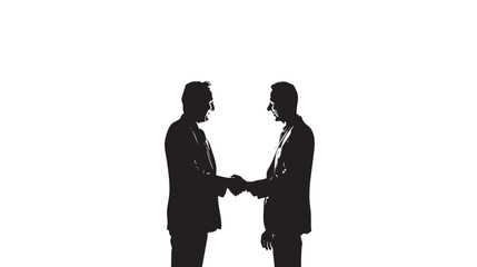 Handshake of two men, businessman and worker silhouette isolated in White background
