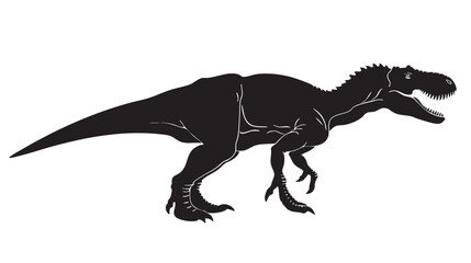 Obraz premium hand drawn silhouette of tyrannosaurus , black silhouettes isolated on white background