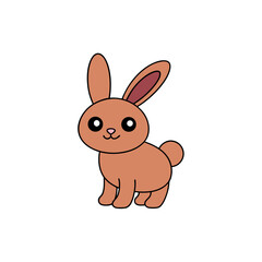 Fluffy Rabbit Doodle Vector Clip Art on White Background for Easter Designs