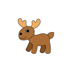 Antlered Moose Doodle Vector Clip Art on White Background for Wildlife Art