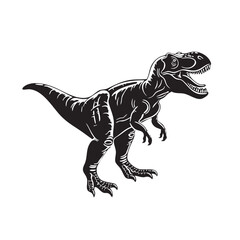 Fototapeta premium hand drawn silhouette of tyrannosaurus , black silhouettes isolated on white background