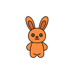 Obraz premium Long Ear Rabbit Doodle Vector Clip Art on White Background for Kids