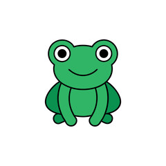 Obraz premium Sitting Frog Doodle Vector Clip Art on White Background for Pond Life