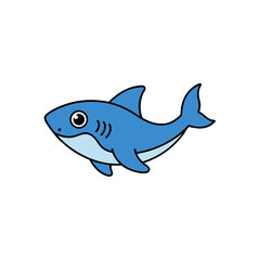 Fototapeta premium Sharp Tooth Shark Doodle Vector Clip Art on White Background for Ocean Themes