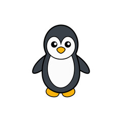 Obraz premium Cute Penguin Doodle Vector Clip Art on White Background for Design