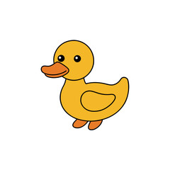 Walking Duck Doodle Vector Clip Art on White Background for Illustrations