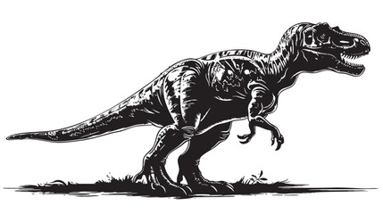 Fototapeta premium hand drawn silhouette of tyrannosaurus , black silhouettes isolated on white background