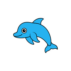 Jumping Dolphin Doodle Vector Clip Art on White Background for Graphics