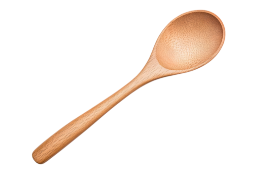 Wooden spoon in air isolated on white. Ai Generated Images