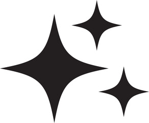 Four pointed star shapes suggesting sparkle or cleanliness in solid black