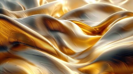 Fototapeta premium A beautiful gold and silver fabric flows creating an elegant, abstract background.