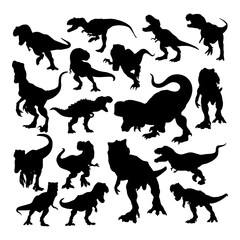 diverse t rex dinosaur silhouettes collection