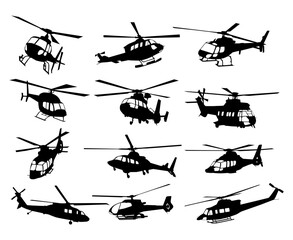 helicopter silhouettes collection aircraft set © MadeDirgaPepe