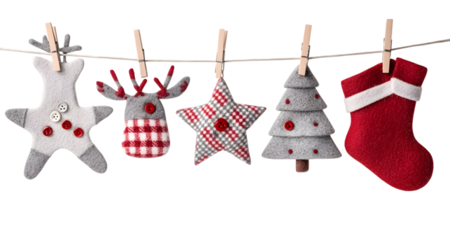 Christmas decorations hanging isolated on white background. Ai Generated Images - Powered by Adobe