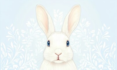 Obraz premium 섬세한 수채화 기법의 흰 토끼 일러스트